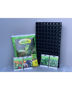 Moestuinpakket 8 - 4 zakjes zaden -  Florentus zaai- en stekgrond 10 L - zaadbakjes
