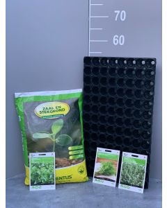 Moestuinpakket 4 - 3 zakjes zaden -  Florentus zaai- en stekgrond 10 L - zaadbakjes
